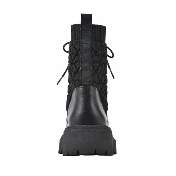 White Mountain Black Quilted Combat Boots - Picture 3 of 5